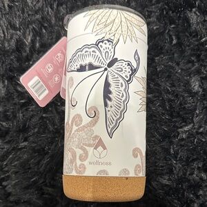 Wellness White & Beige Butterfly Insulated Water Bottle